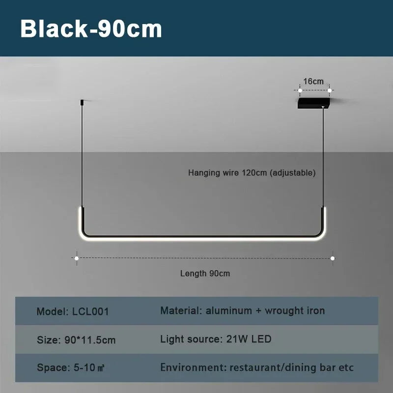 Modern LED Strip Chandelier Light Home Deco Ceiling Hanging Pendant Living Room