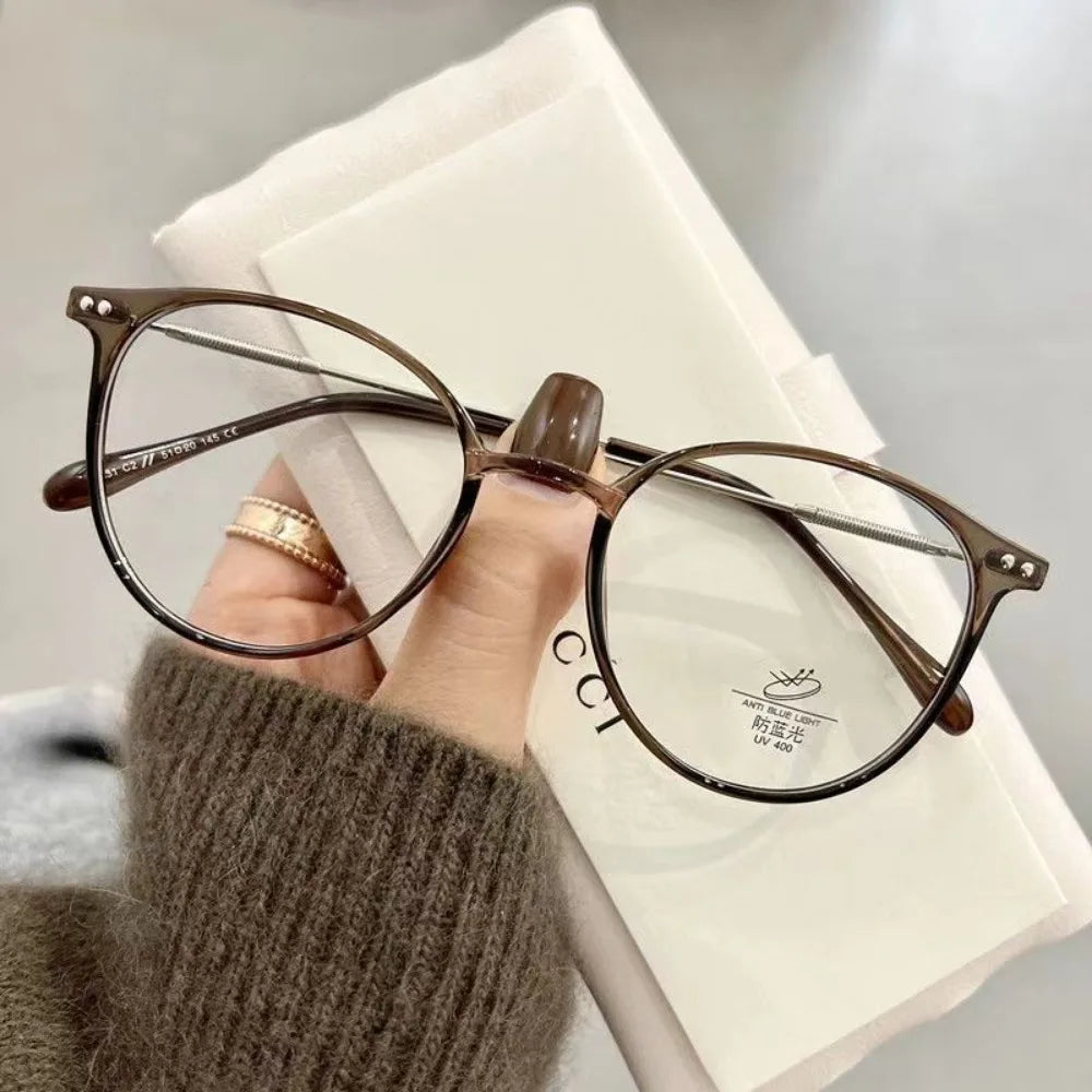 Round Glasses Frame Myopia Women Prescription Eyeglasses Anti-blue Light Ultra-light TR90 Fashion Eyewears
