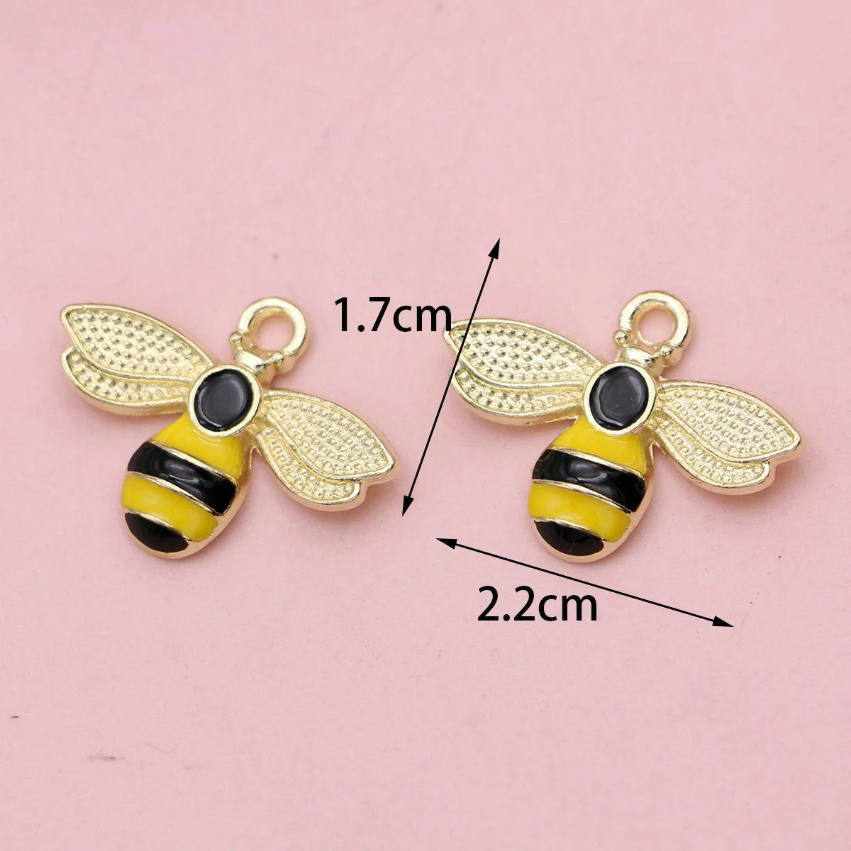 15Pcs Gold Plated Enamel Bee Charm Connectors for Making Bracelet DIY Jewelry Accessories