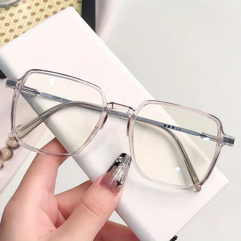 2pcs new Korean square photochromic glasses - fashionable women's glasses, casual daily commuting for men and women