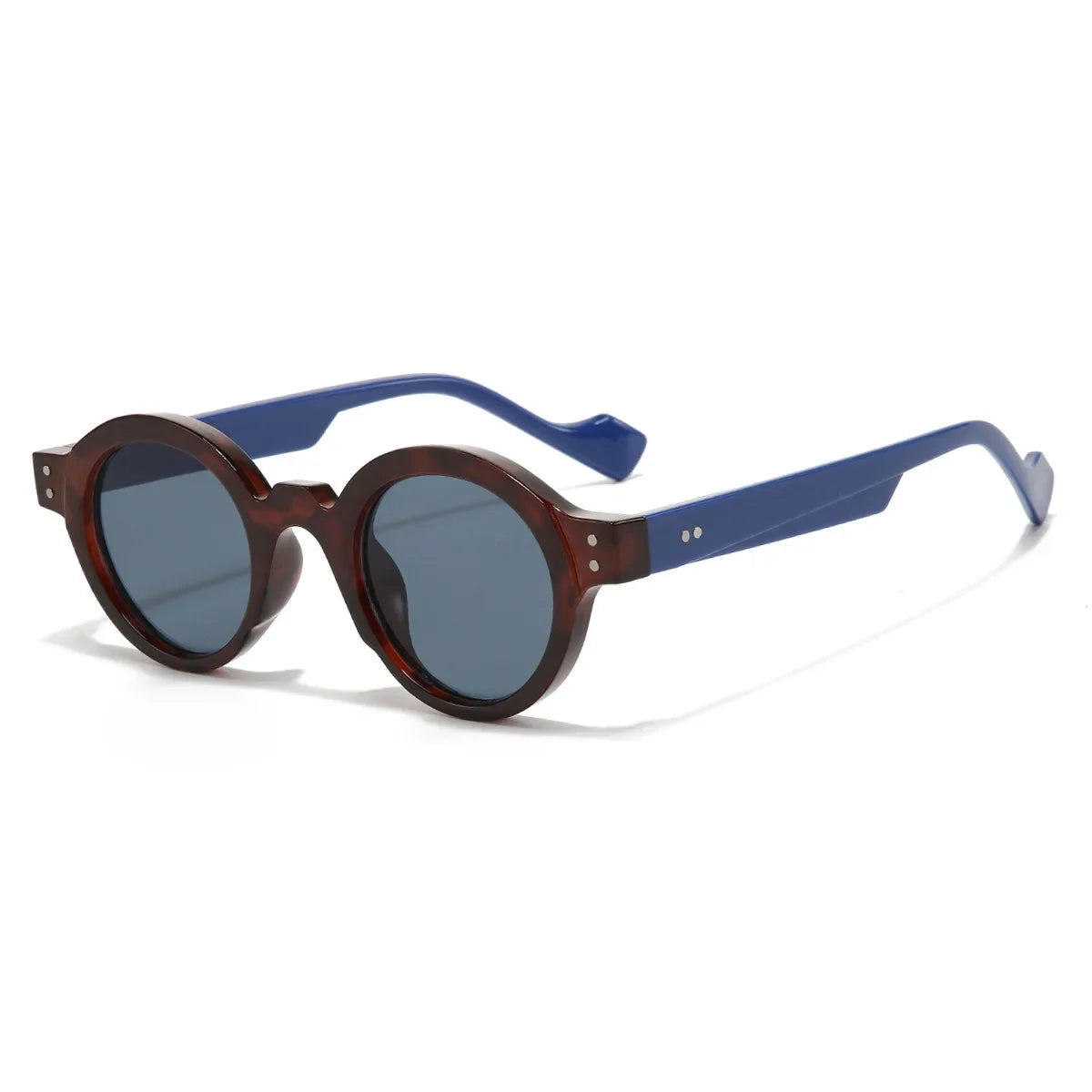 JNPCXI Round Sunglasses Men Punk Double Color Shades UV400 Retro Rivets Decoration Women Trending Sun Glasses Clear Lens Frame