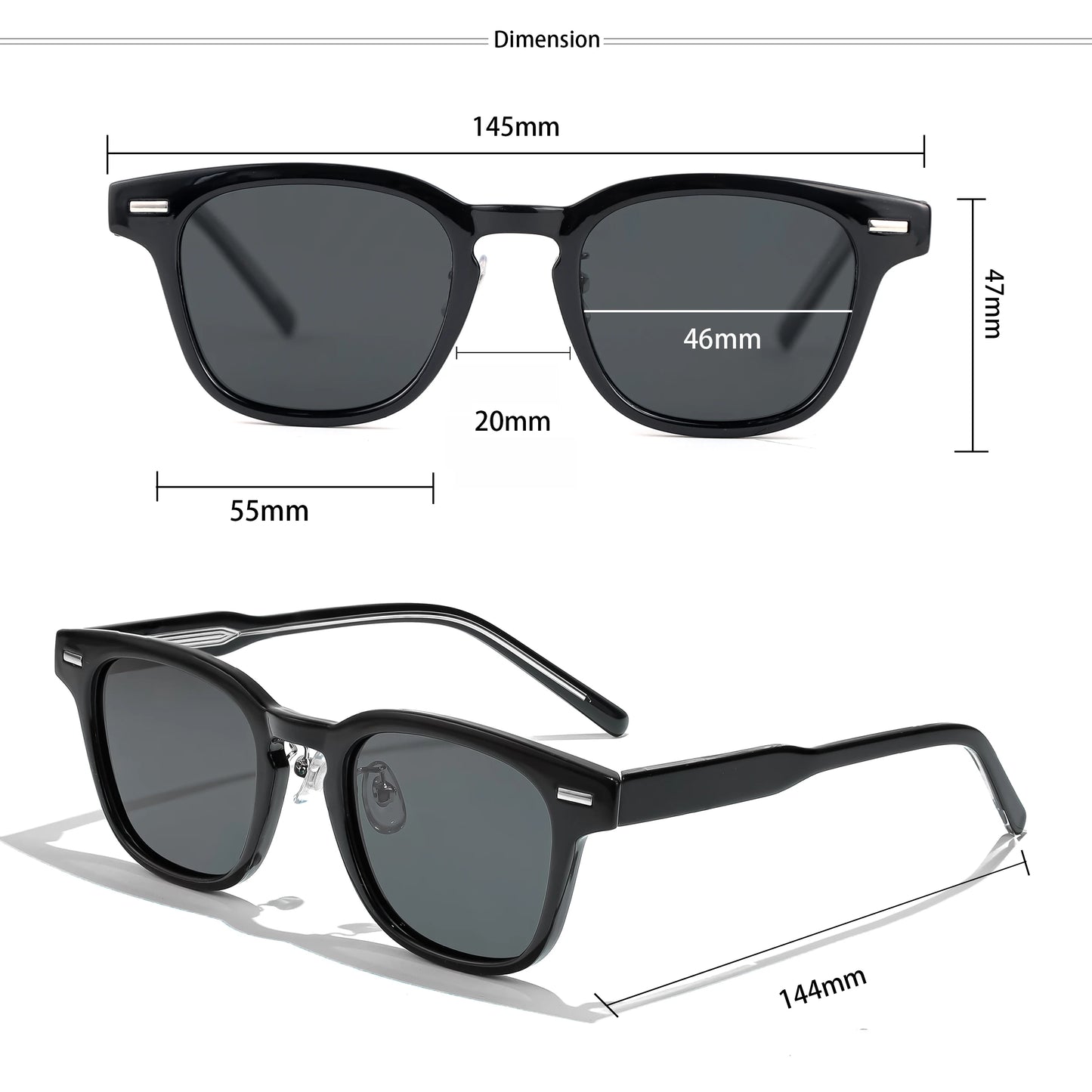 CATERSIDE Retro Square Polarized Sunglasses Men TR90 Frame High Quality Sun Glasses for Women Driving Fishing Party Eyewear