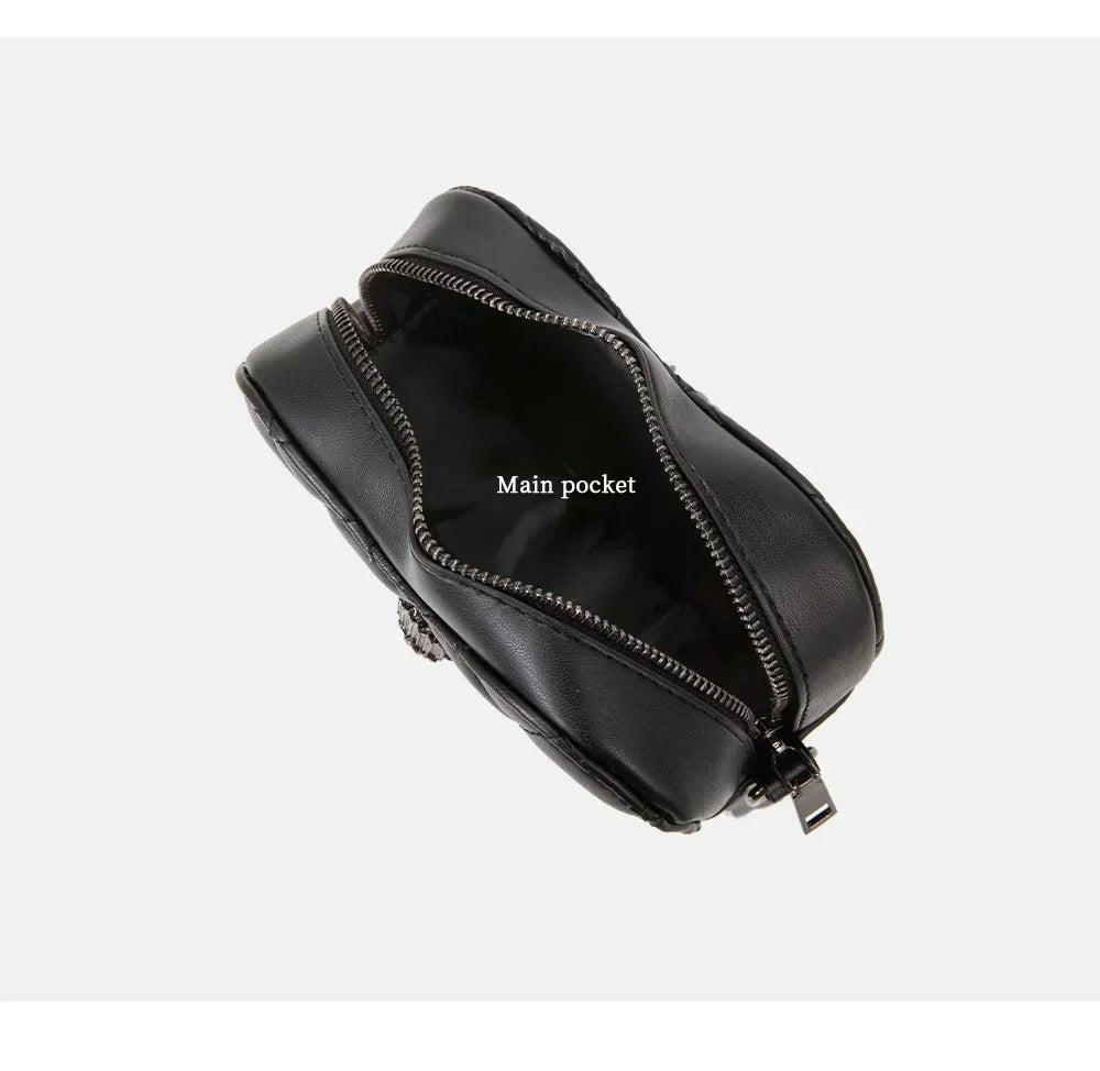 Women Heart-Shaped Crossbody Bag with Eagle & Bird Head Shoulder Bag Chain Purse