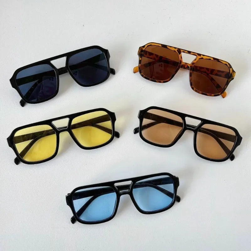 Retro Double Beam Sunglasses Summer Outdoor Protection Fashion Men's and Women's Glasses