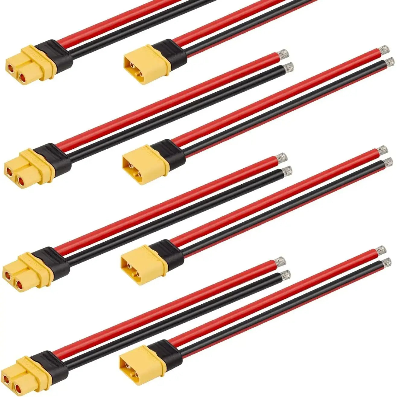 4 Pairs XT60 Plug Female and Male Connector with 150mm 10AWG Wire for RC Lipo Battery FPV Racing Drone