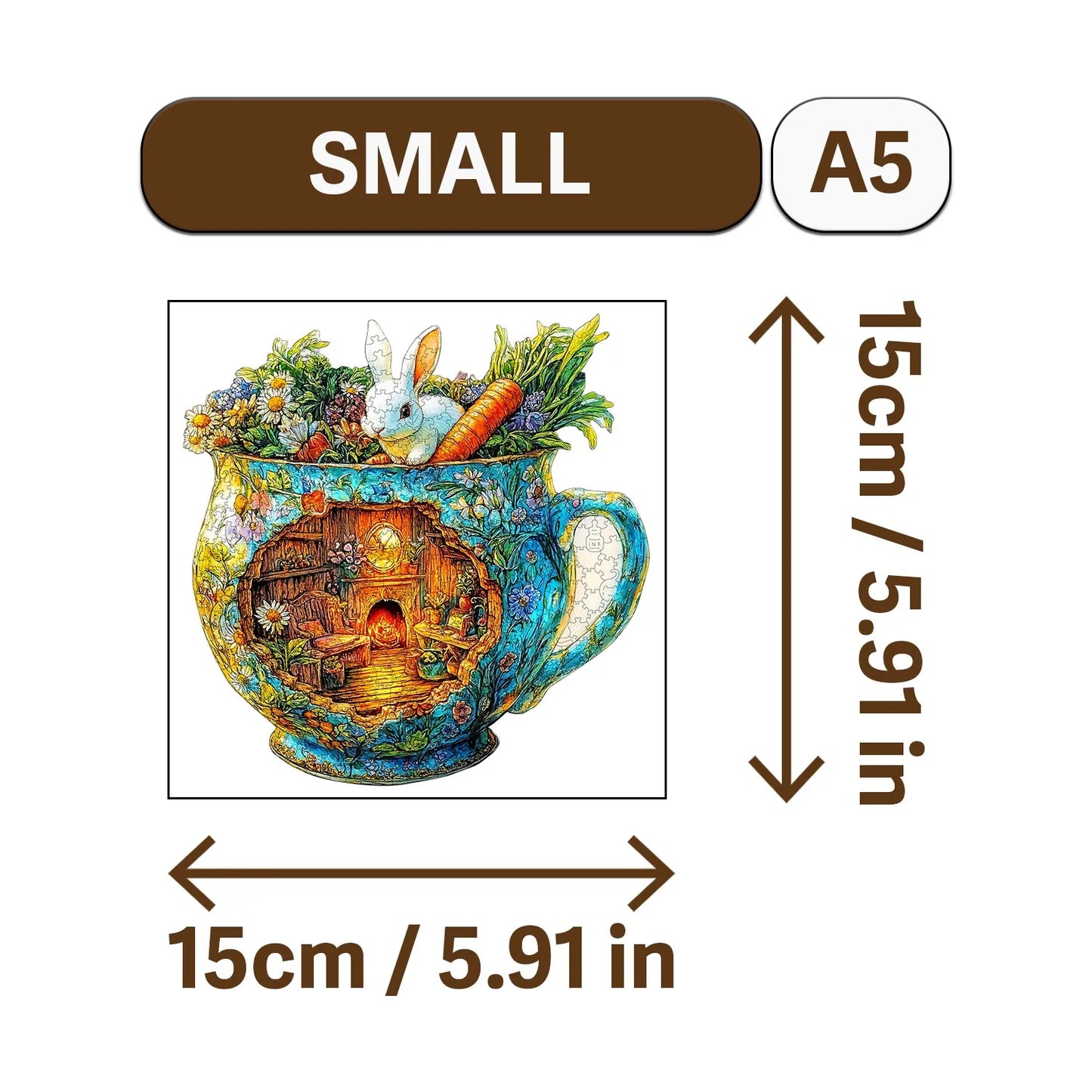 World in Cup Wooden Jigsaw Puzzle Wood Home Decor Painting Christmas and Halloween Gift Toy for Teen and Kid