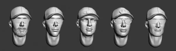5 Pieces of 1:35 Die-casting Resin Model Kit Soldier Model Head Replacement Modification Unpainted
