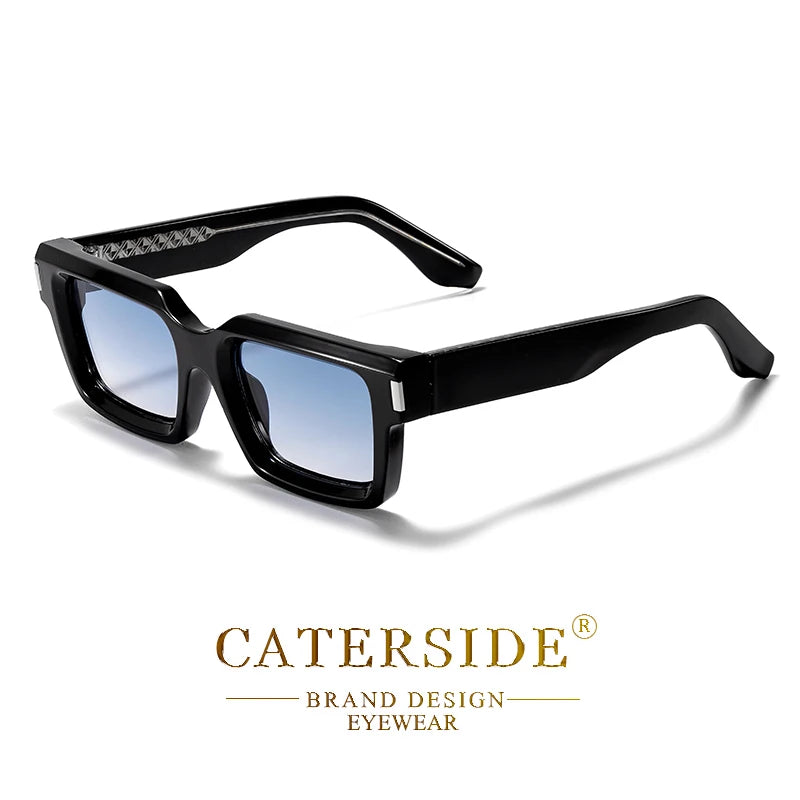 CATERSIDE Vintage Punk Men's Square Sunglasses Brand Design Small Frame Sun Glasses Party Travel Glasses Gift Ideal Choice