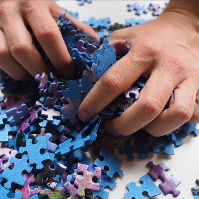 20*20cm 168 Pieces of Thickened Blue Cardboard New Mini Round Puzzle Ornament Adult Children's Toy Educational Toys