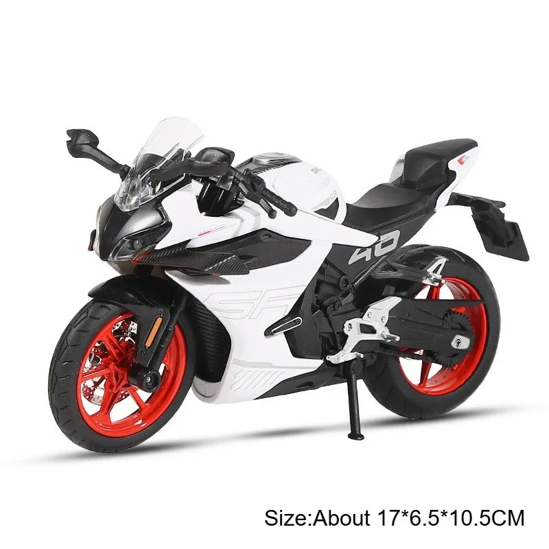 1:12 QJMOTOR QJ600RS Alloy Car CFMOTO 450SR Diecast Motorcycle Model Toys with Light Wheel Damping Vehices Child Christmas Gifts