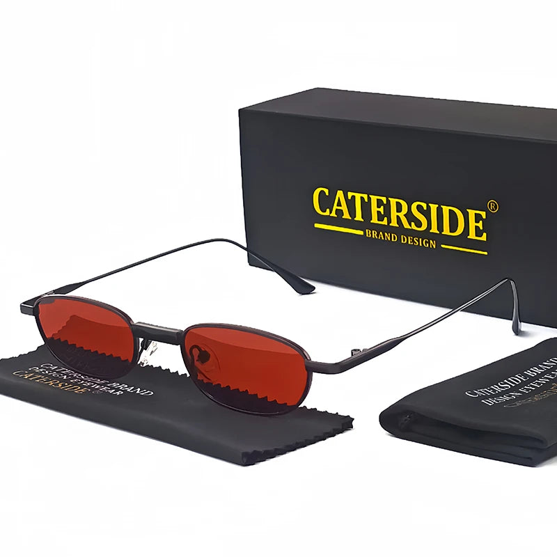 CATERSIDE Polarized Small Sunglasses Men Rectangle Punk Brand Design Sun Glasses for Women Driving Party Eyewear Holiday Gifts