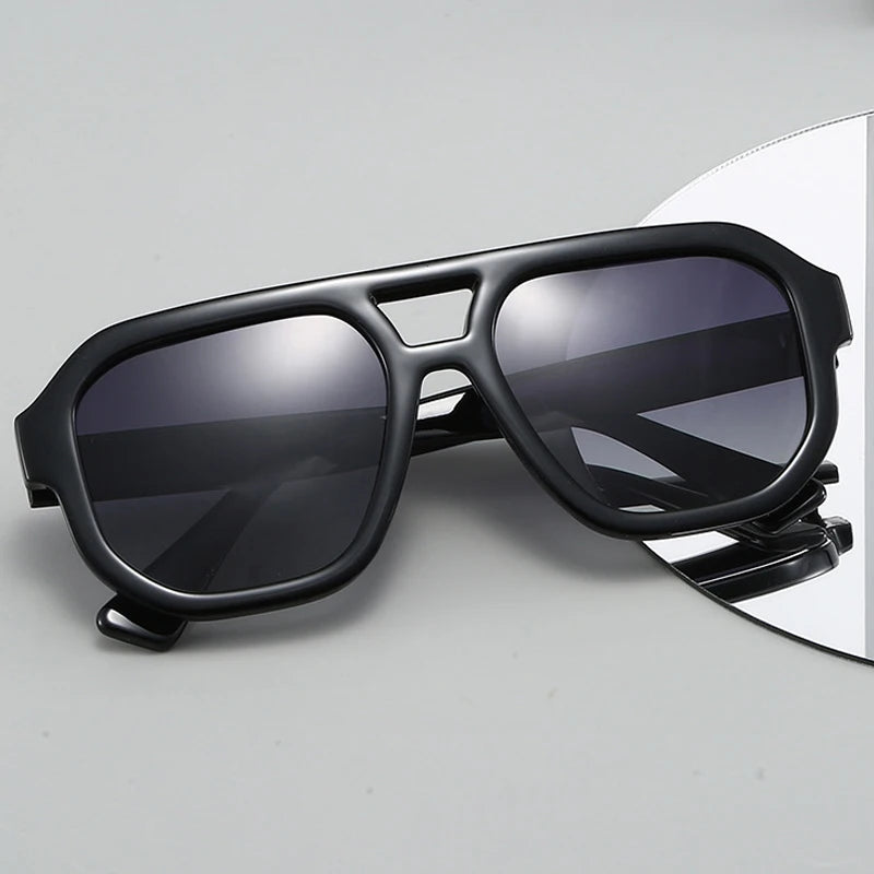 JNPCXI New Retro Double Bridges Square Quality Women Fashion Sunglasses Shades UV400 Trending Men Leopard Sun Glasses