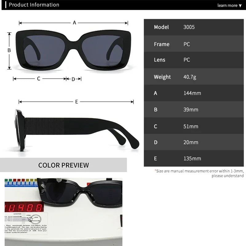 JNPCXI Square Fashion Sunglasses Women Shades UV400 Retro Gradient Men Trending Sun Glasses