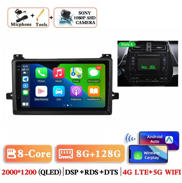 Android 15 Car Radio For Toyota Prius XW50 2015 - 2020 AI Voice Wireless Carplay Multimedia Video Player Navigation GPS Stereo