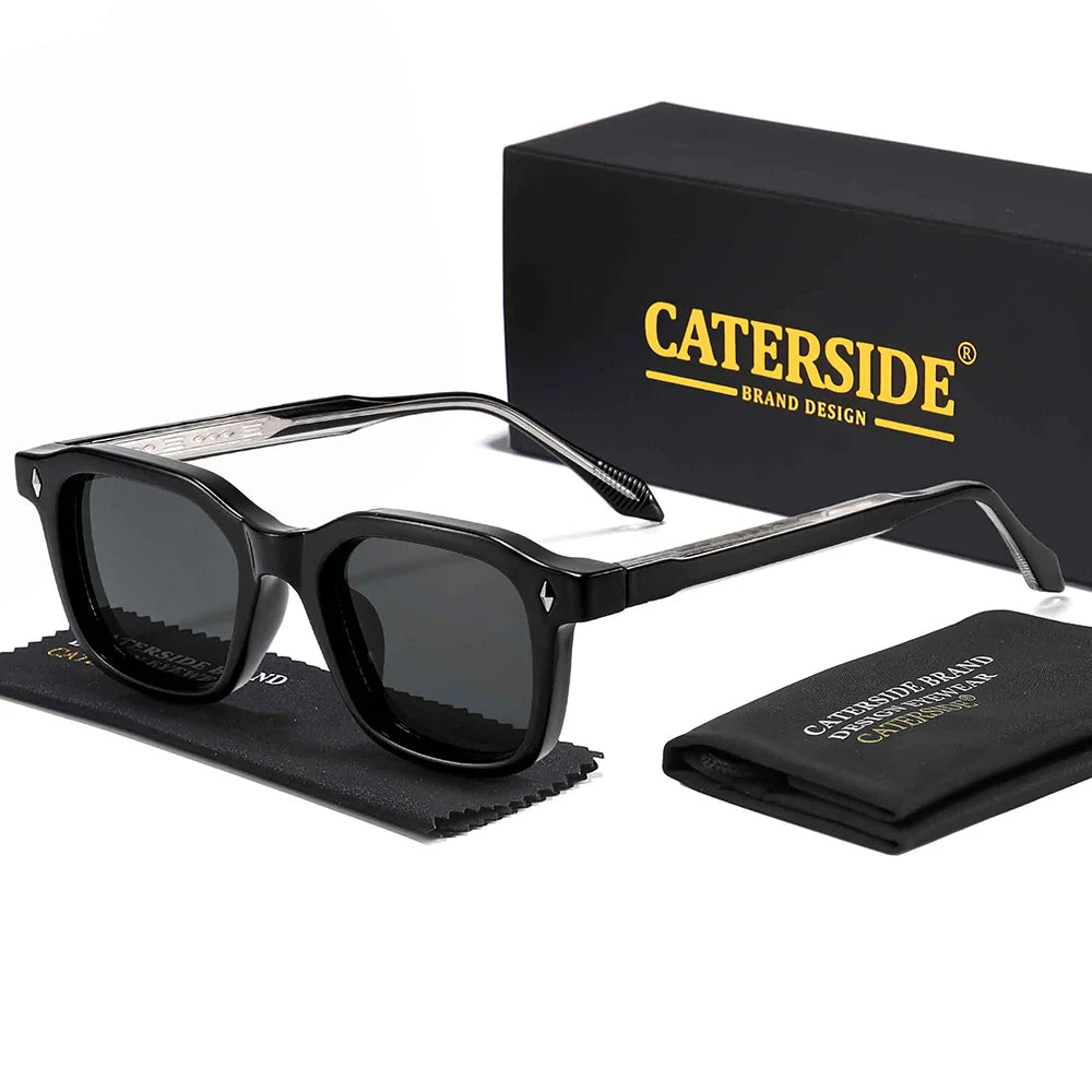 CATERSIDE Men Personalized Design Sunglasses Square Frame Women Retro Trendy Sunglasses Travel Business Party Gift Glasses UV400