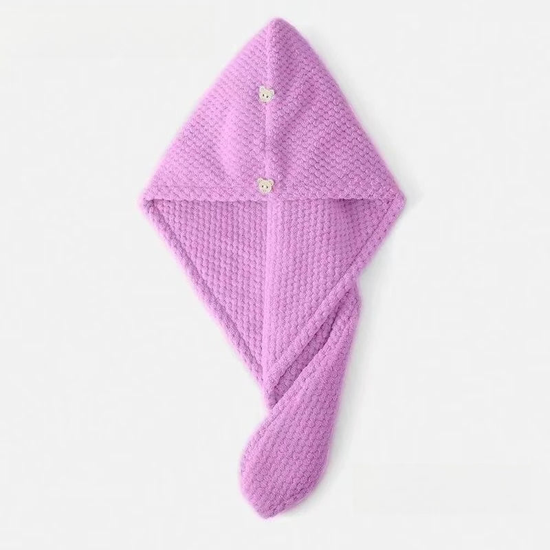 1pc Soft Hair Drying Cap, Solid Color Towel for Bathroom, Super Absorbent Hair Wrap Towel for Curls, Anti-Frizz Hair Turban