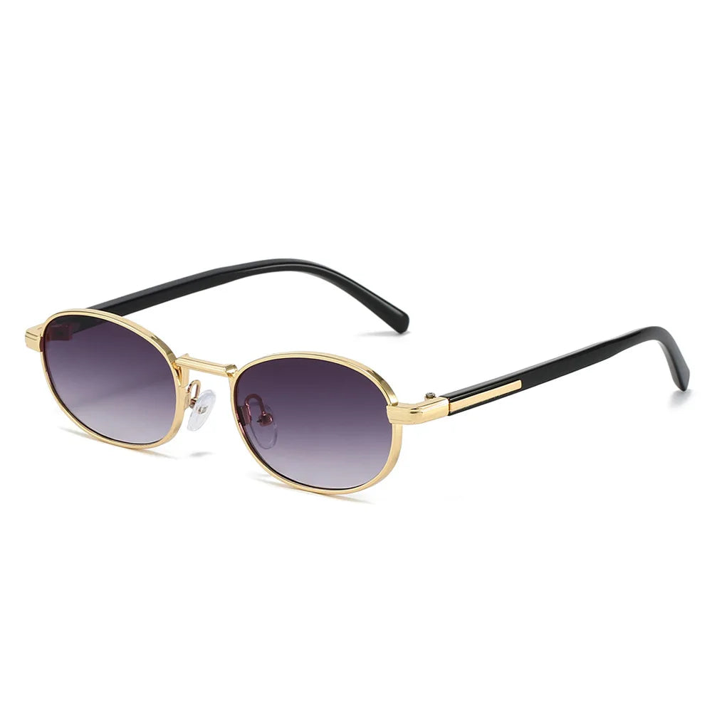 JNPCXI Retro Small Oval Metal Sunglasses Women Shades UV400 Fashion Silver Gradient Men Punk Sun Glasses