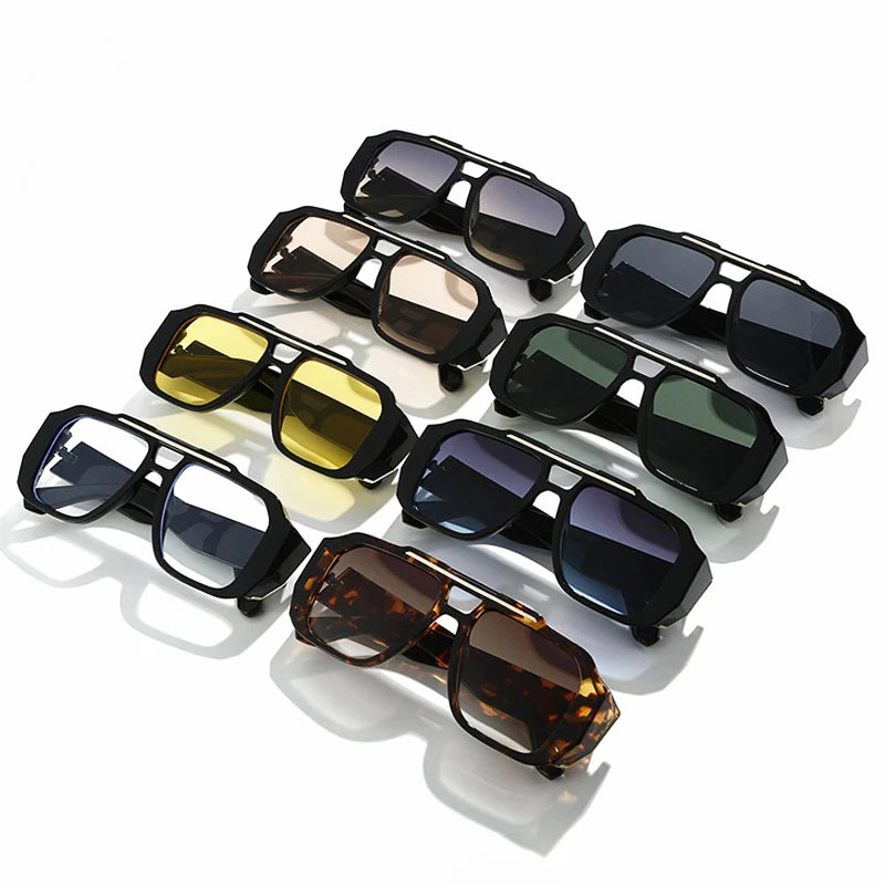 JNPCXI Vintage Double Bridges Square Women Sunglasses Fashion Brand Designer Gradient Shades UV400 Men Sun Glasses