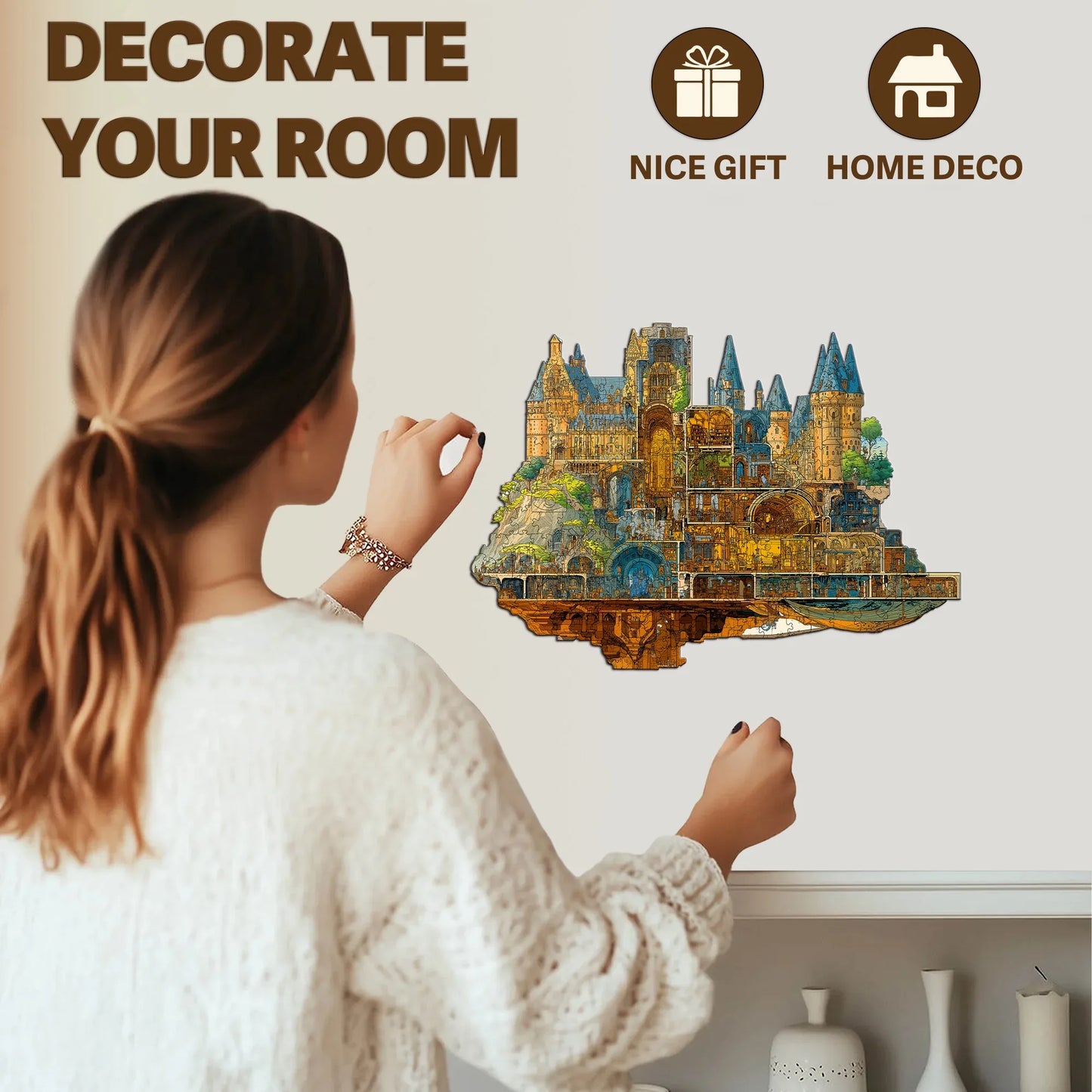 Science Fiction City Wooden Jigsaw Puzzle Wood Home Decor Painting Christmas and Halloween Gift Toy for Teen and Kid