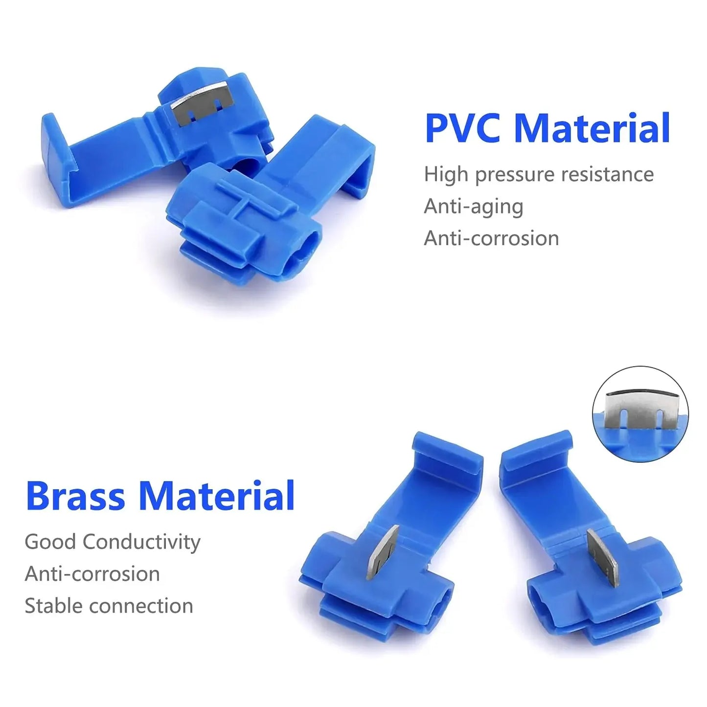 150pcs Quick Splice Wire Connectors, Solderless Quick Splice Snap Insulated Electrical Wire Crimp Connectors Terminal Joint