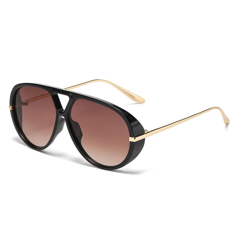 JNPCXI Fashion Double Bridges Pilot Women Oversized Sunglasses Retro Candy Color Green Gradient UV400 Men Punk Sun Glasses