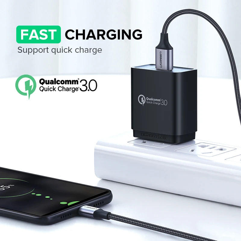 UGREEN 2 Pack Micro USB Cable 3A Fast Charging 1.5m USB Cable for Samsung Xiaomi HTC USB Charger Data Cable Mobile Phone Cable
