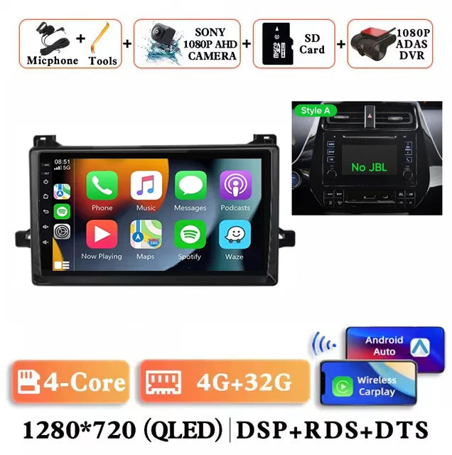 Android 15 Car Radio For Toyota Prius XW50 2015 - 2020 AI Voice Wireless Carplay Multimedia Video Player Navigation GPS Stereo