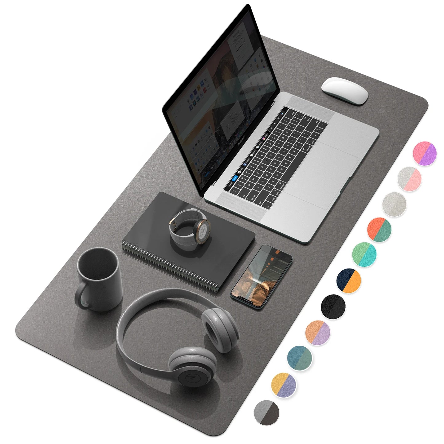 YSAGI Dual-Sided Desk Pad, Waterproof Desk Blotter Protector, Leather Desk Wrting Mat Large Mouse Pad Keyboard Mat