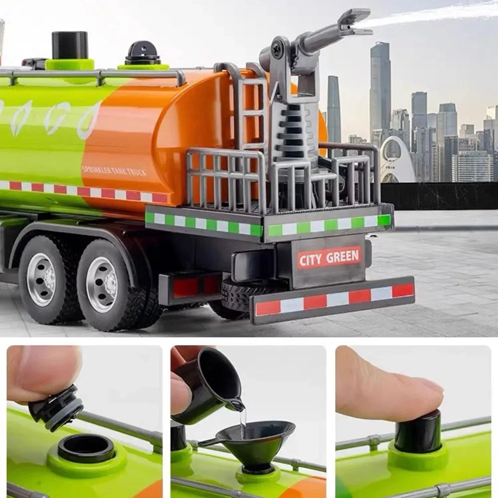Simulated Alloy Diecast Car Model Toy Sprinkler Sweeper Engineering Sanitation Cars Model Decoration Children Birthday Toys Gift