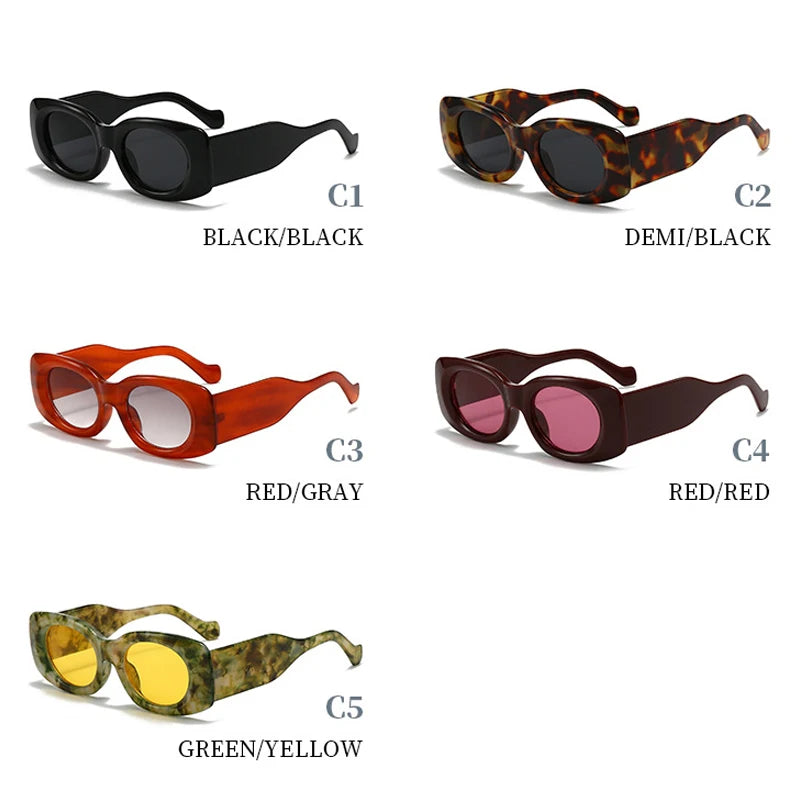 JNPCXI Ins Popular Fashion Square Men Sunglasses Vintage Rectangle Punk Yellow Blue Shades UV400 Women Trending Sun Glasses
