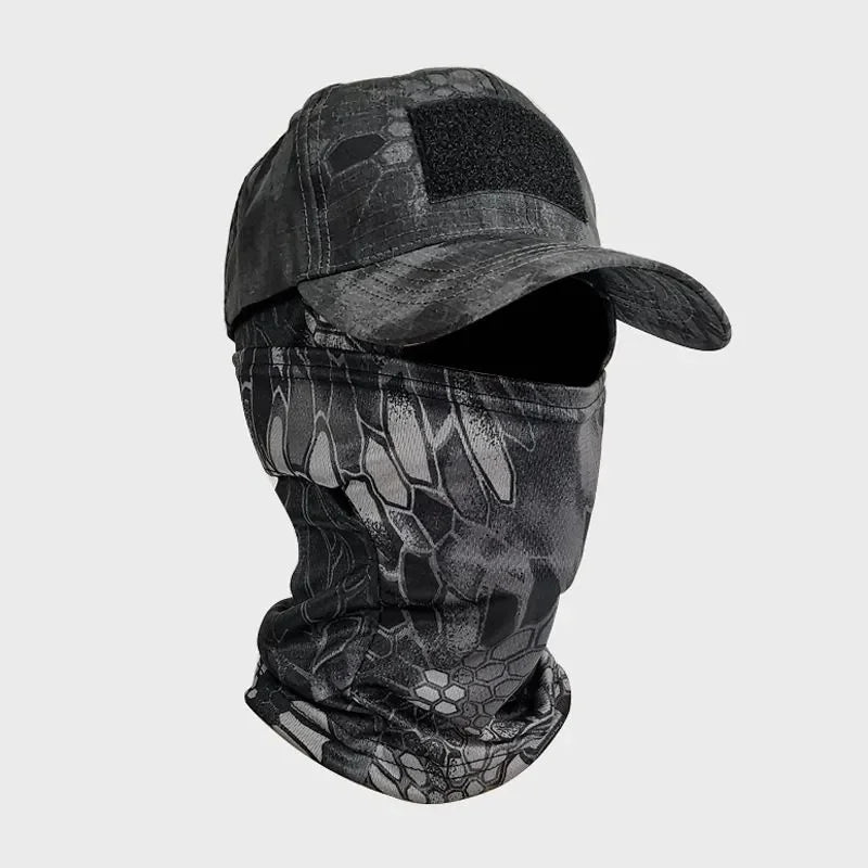 Camo Baseball Cap with Balaclava Outdoor Sun Hat Breathable Hiking Fishing Hats