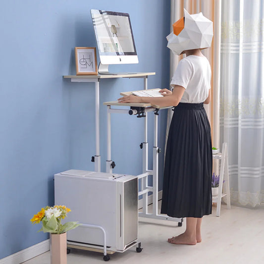 Standing Desk 60cm Adjustable Height Laptop Desk Computer Standing W/ Rollers