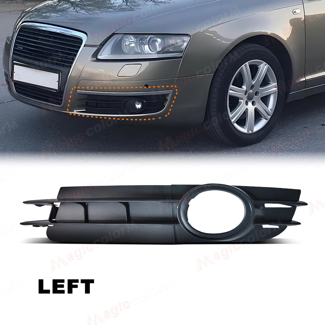 Car Front Bumper Grill Grille For Audi A6 C6 2005 2006 2007 2008 Front Bumper Fog Lamps Covers Left Right 4F0807682A 4F0807681A