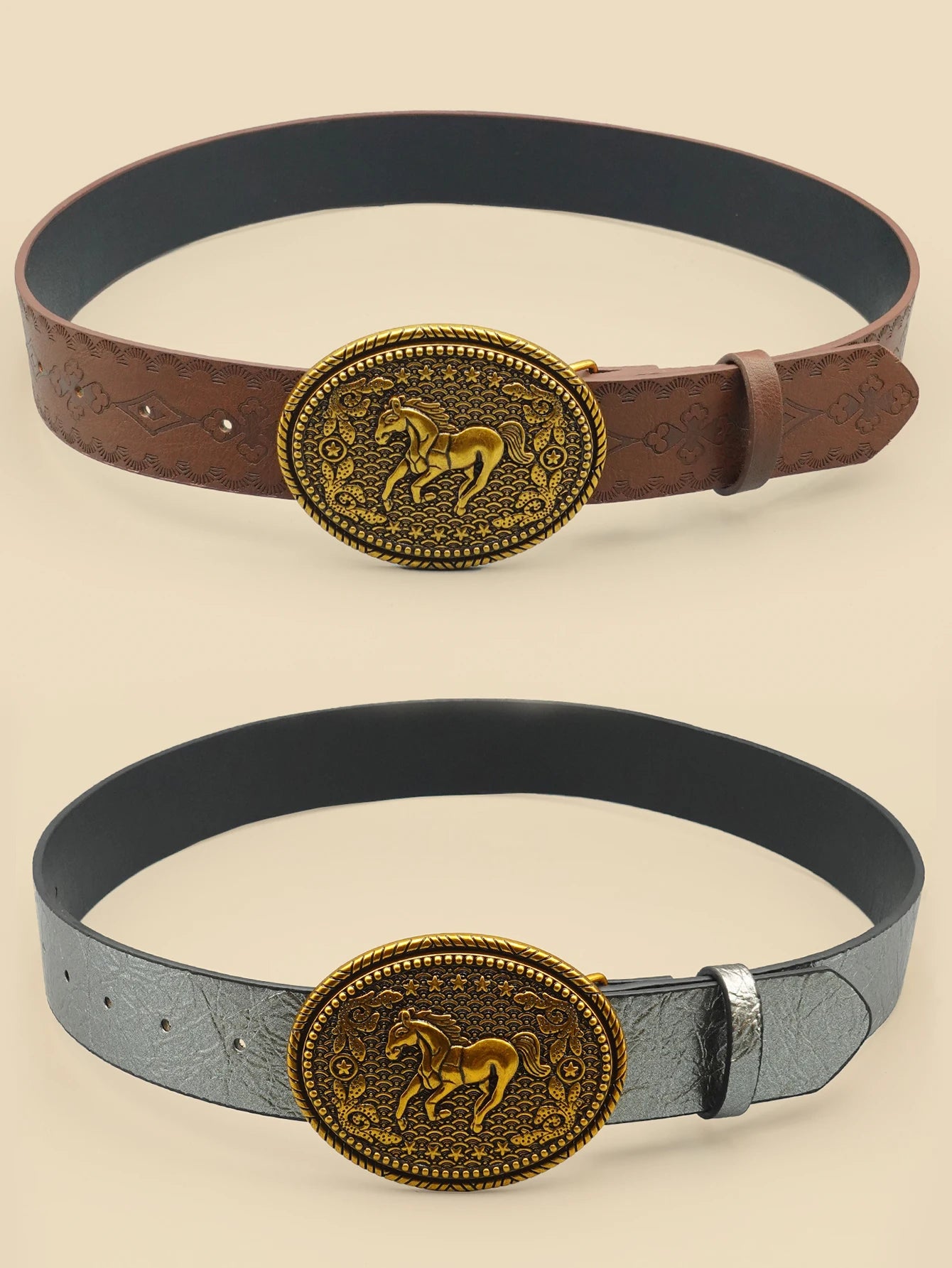 Western Retro Women's Belt with Carved Horse Image Buckle, Jeans Belt, Daily Casual Versatile Belt