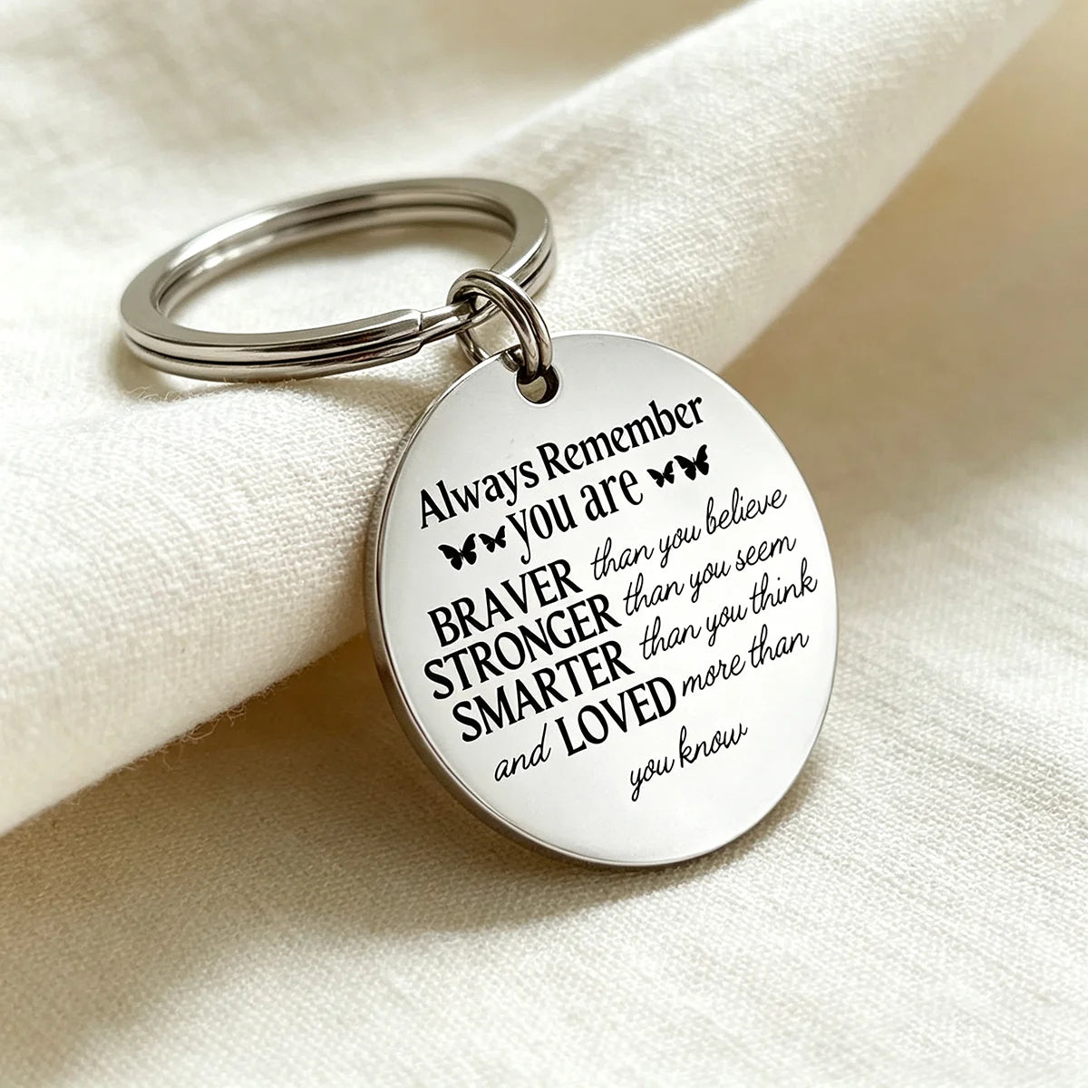 Always Remember you are braver Stronger  Smater loved Key chain perfect birthday or holiday gift for son daughter
