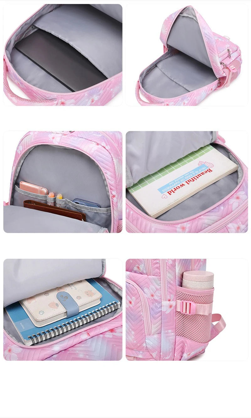 Pink Lilo Stitch Large Capacity Backpack Lightweight School Student Travel Bag