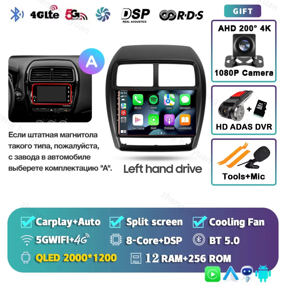 For Mitsubishi ASX 1 2016 - 2023 Android 15 CarPlay Auto Car Radio Multimedia Video Player Navigation stereo GPS carplay+auto