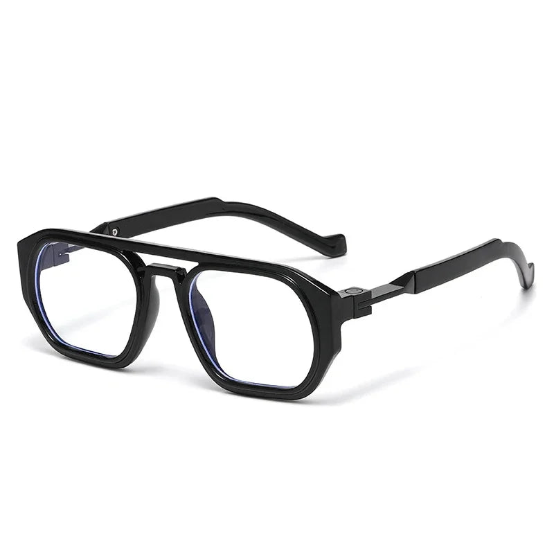JNPCXI New Retro Polygon Square Double Bridges Women Sunglasses Shades Black Fashion Clear Gradient Lens Men Trending Frame