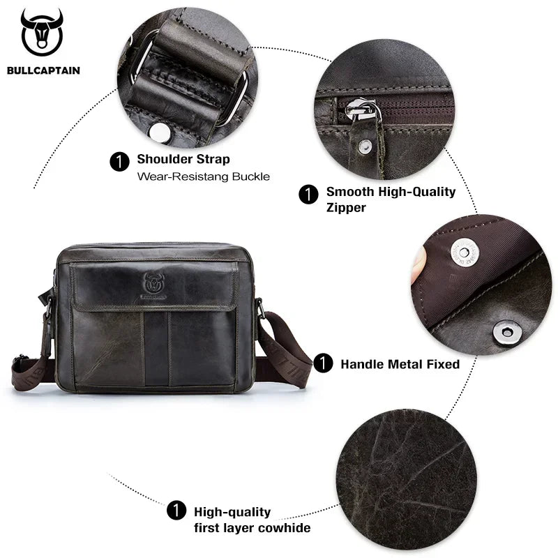 BULLCAPTAIN Genuine Leather Men's Crossbody Bag Large Capacity Casual Multifunctional Handbag A Fashion Business Briefcase