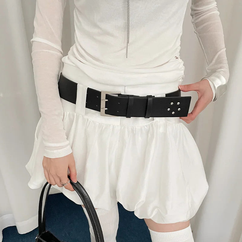 Korean Version Of Versatile White Wide Belt For Women With Skirts And Jeans With A Small Group Design Sense Slimming Waist Belt
