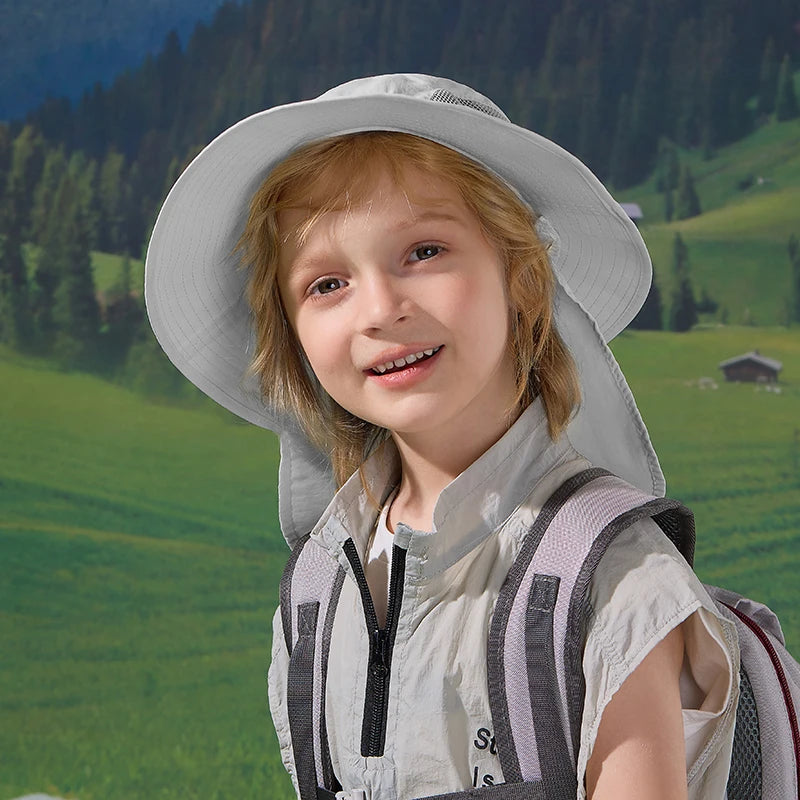 1210Quick-drying l Children's Bucket Hats Kids Wide Brim Beach UV Protection Outdoor Essential Sun Caps