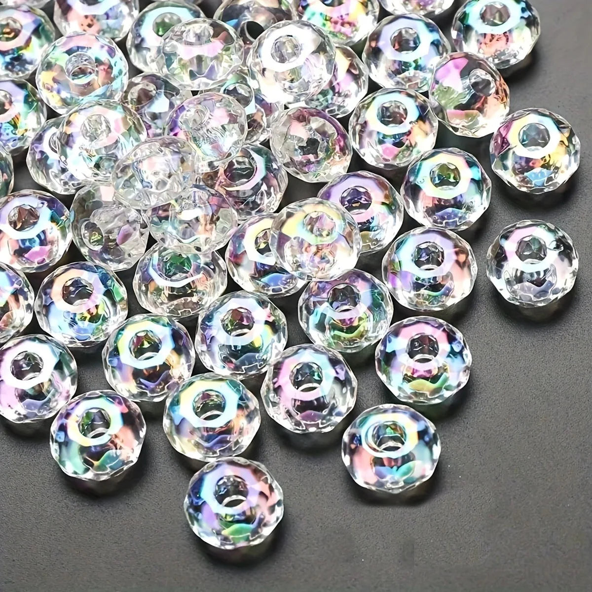 20pcs 15mm Faced Big Hole Wheel Transparent Beads for Jewelry Making DIY Necklace Bracelet Beaded Pen Accessories