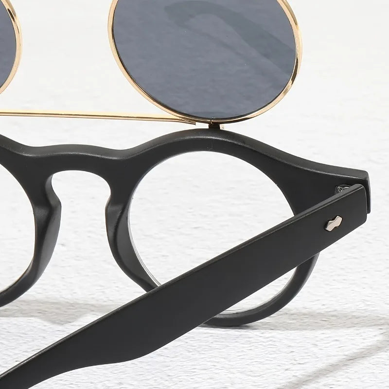 1pc Round Flip-Up Retro Style Glasses  for Fashionable Women - Ideal For, Driving, And Everyday Fashion Accessories