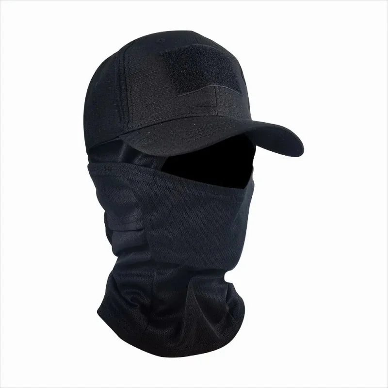 Camo Baseball Cap with Balaclava Outdoor Sun Hat Breathable Hiking Fishing Hats