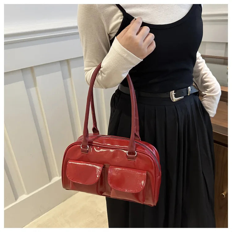 Vintage Ladies Commute Tote Business Shoulder Bag Pu Leather Female Underarm Bag