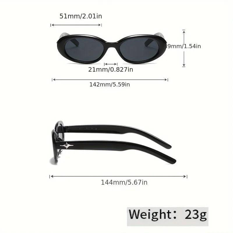 Ladies' Black Oval Metal Decorative Fashionable Glasses Retro Street Style Lightweight Creating A Trendy Appearance