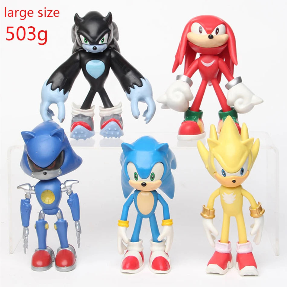 5pcs Set Cute Sonic PVC Character Toy Hedgehog Shadow Tail Figure 14cm Models