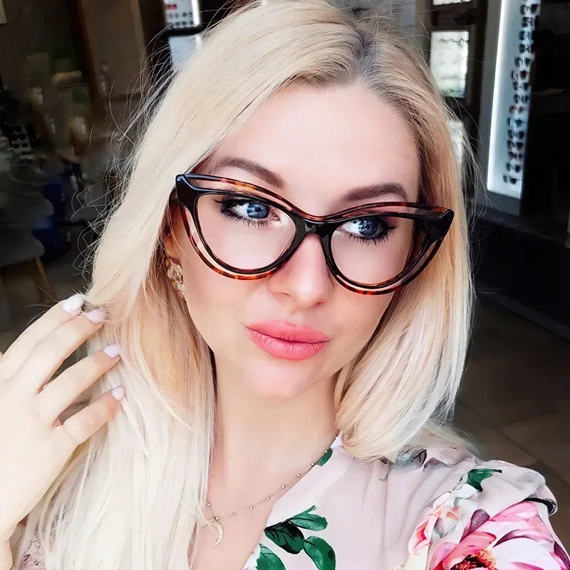 JNPCXI New Fashion TR90 Cat Eye Women Anti Blue Light Glasses Frame Retro Men Optical Luxury Eyewear