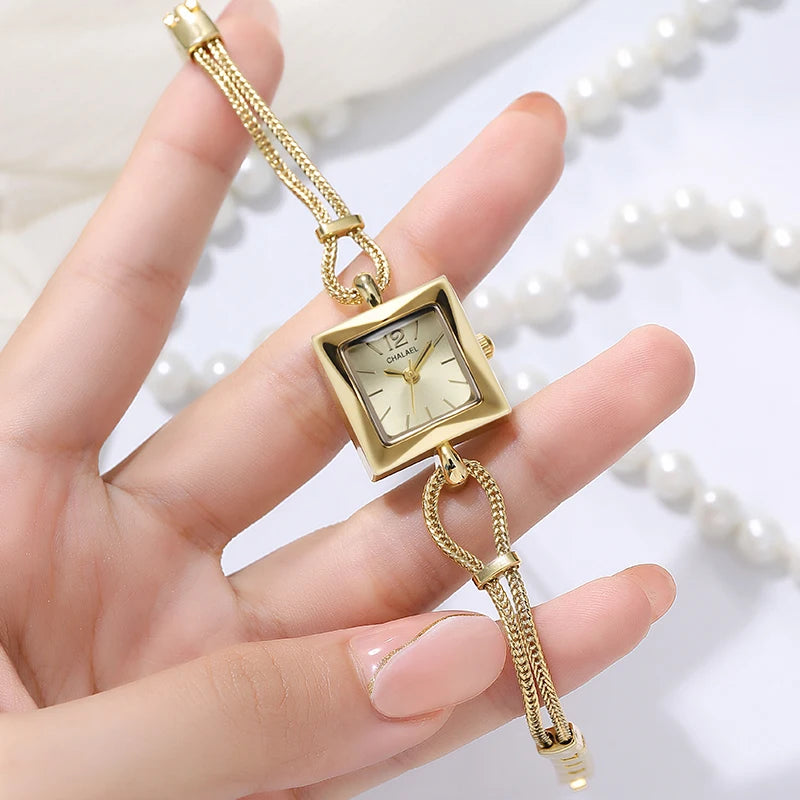 Women's Vintage Watch Gold Square Waterproof Fashionable Wristwatch Woman Elegant Luxury Women Bracelet Quartz Watches