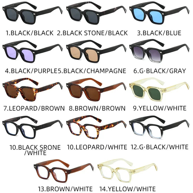 JNPCXI New Square Sunglasses Women Fashion Black Blue Shades UV400 Retro Rivets Men Clear Anti Blue Light Glasses Frame